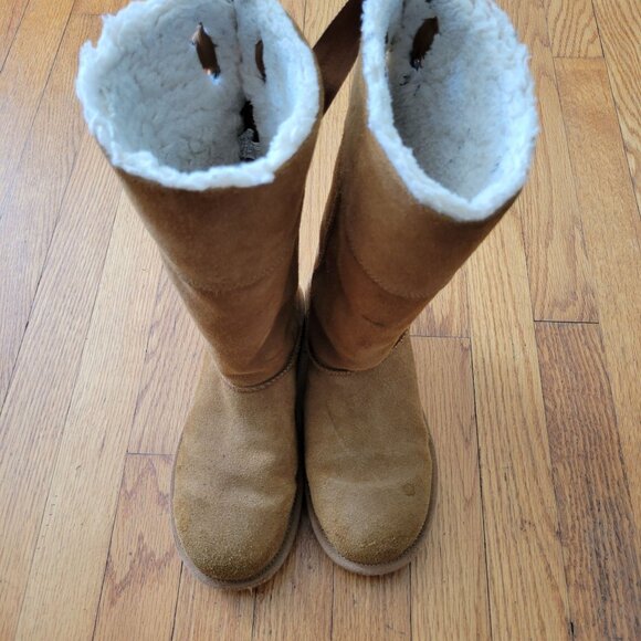 UGG KoolaBurra 7 Tan Boots Leather Fleece Lined‎ Back Lace Tie ANDRAH - Picture 7 of 10